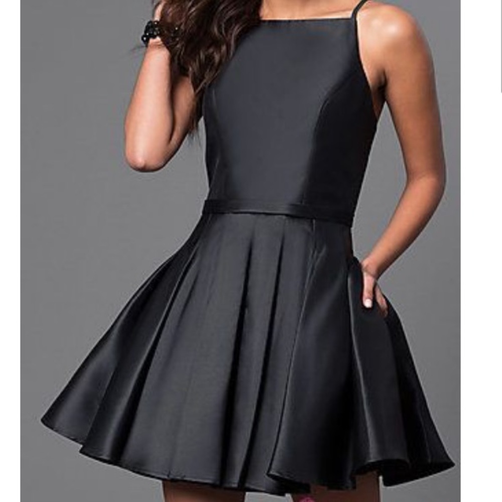 Black satin homecoming dress